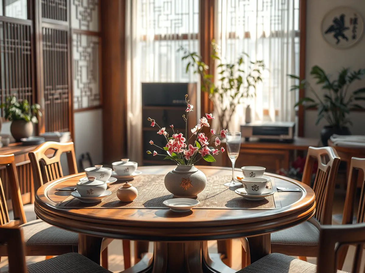 茶席设计服务场景，展示茶席布局与氛围